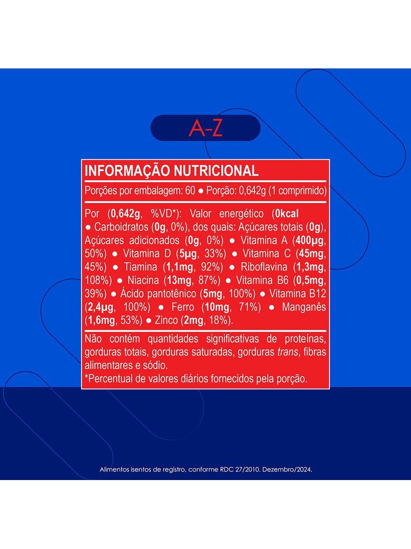 MULTIVITAMÍNICO NEO QUÍMICA A-Z 60 COMPRIMIDOS