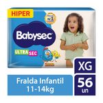 FRALDA BABYSEC ULTRASEC GALINHA PINTADINHA HIPER XG 56 UNIDADES
